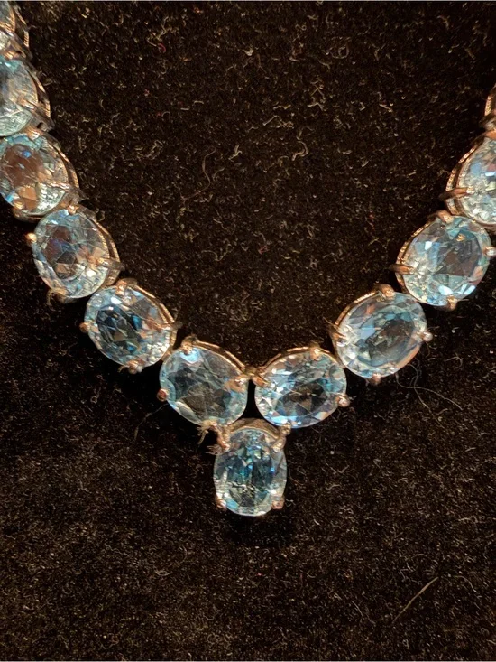 55 CTW Oval Glacier Topaz Rhodium over Sterling Silver Necklace